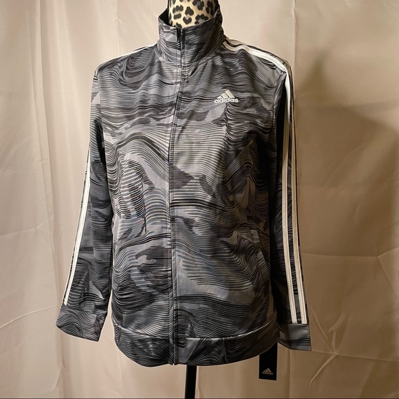 adidas Other - Adidas Boys Black Gray Track Jacket Size L NWT